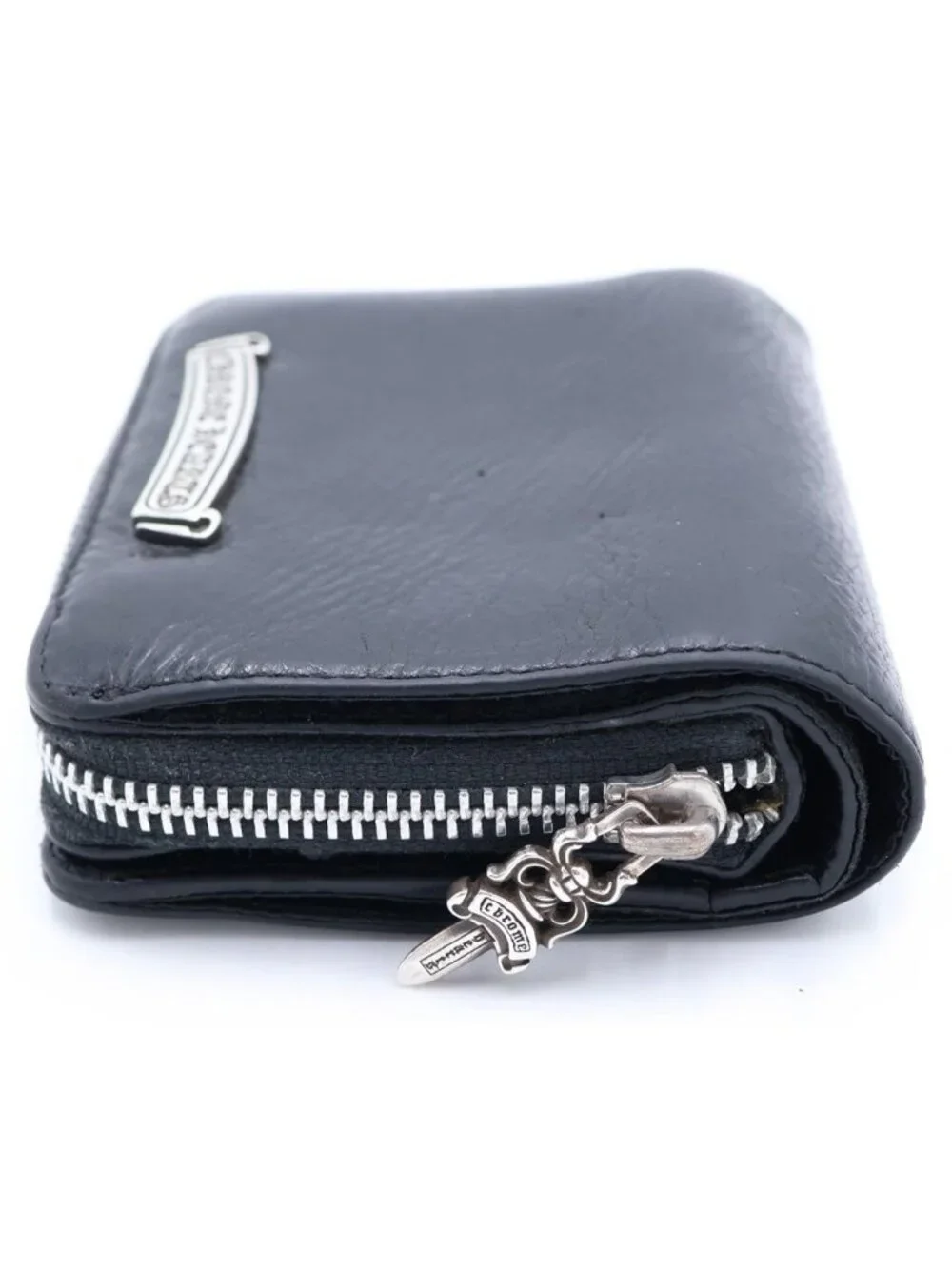 Chrome Hearts SQ Zip Bill Square Zip Leather Wallet Black